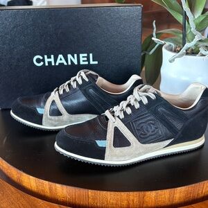 CHANEL Black and Tan Women's Sneakers